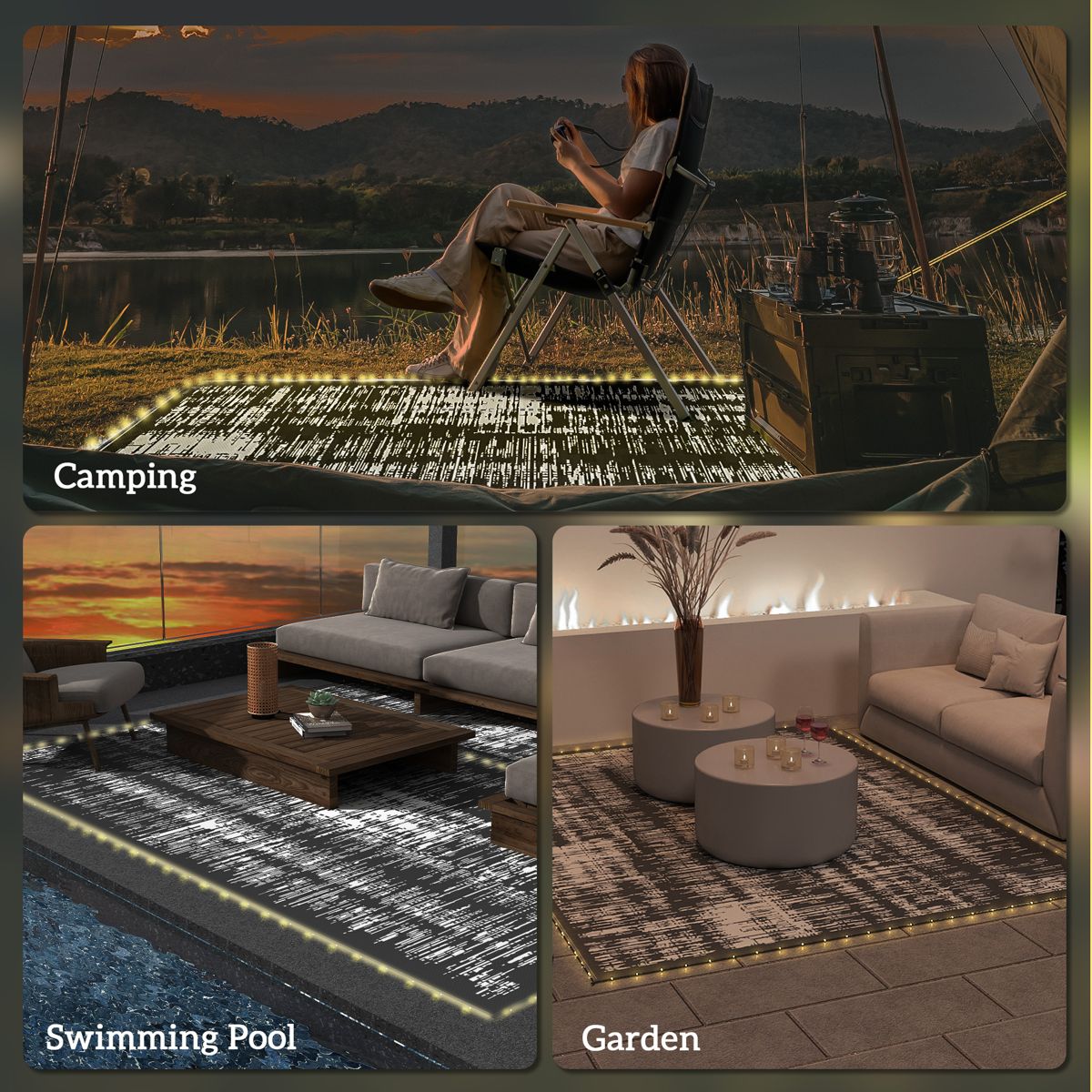 8 x 10-Foot Lighted Reversible Outdoor Rug — view 2