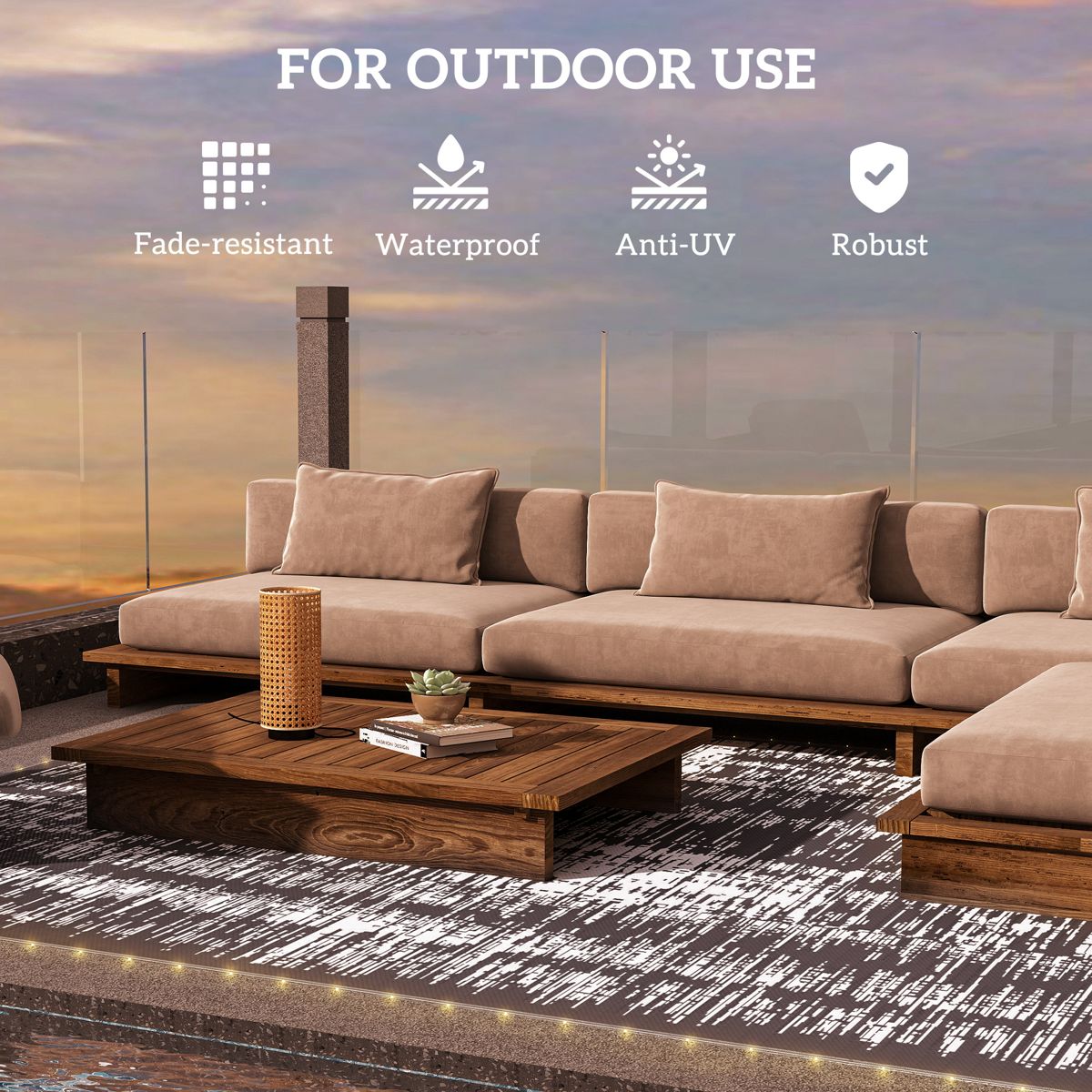 8 x 10-Foot Lighted Reversible Outdoor Rug — view 4