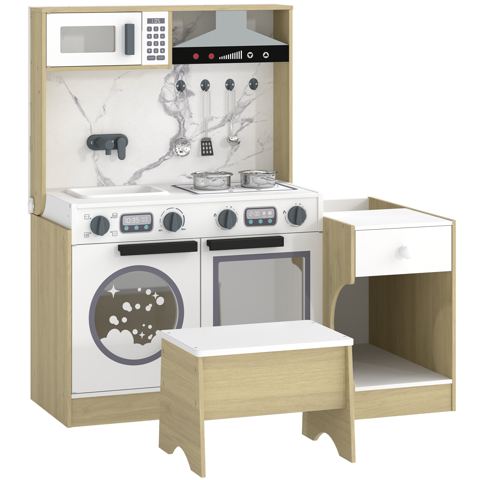 Convertible Play Kitchen with Table and Stool