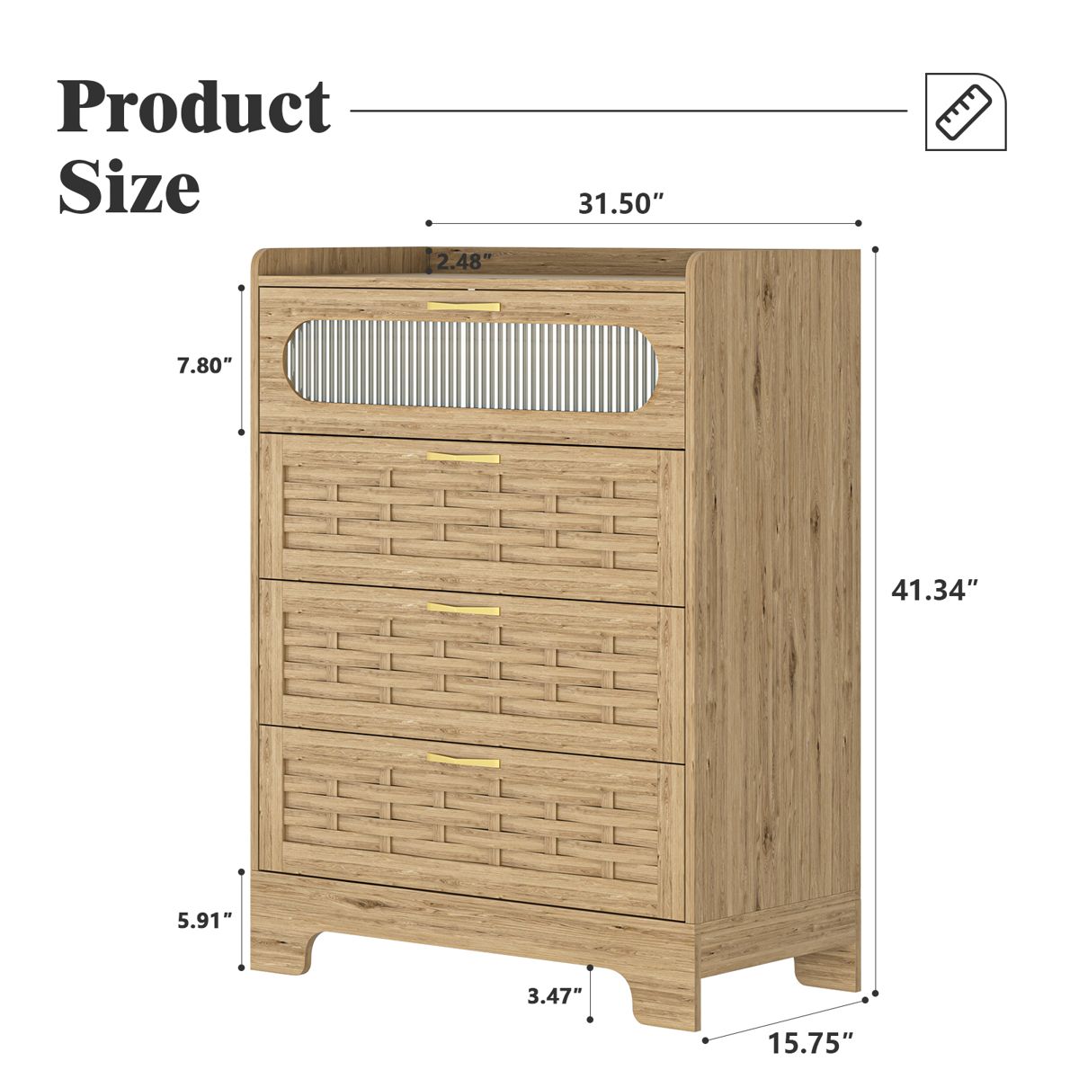 4-Drawer Dresser with Metal Handles — view 4