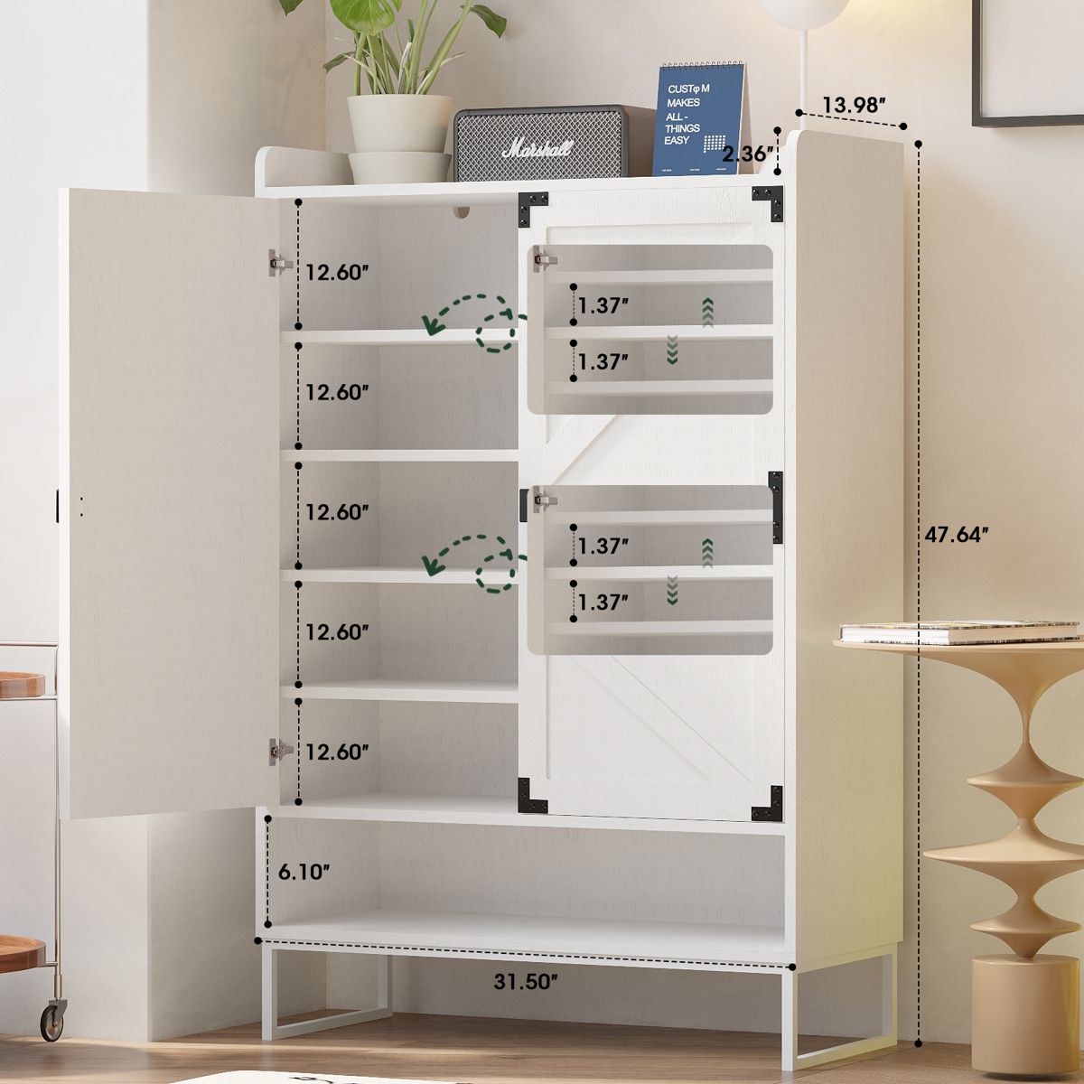 6-Tier Shoe Cabinet with Adjustable Shelves — view 4