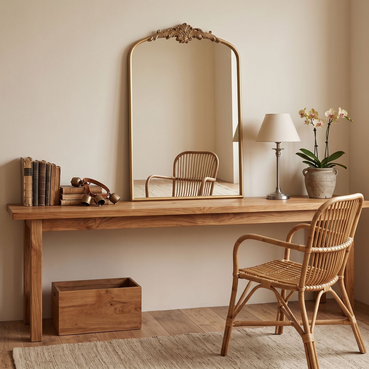 French Arched Mirror in Antique Gold — view 2
