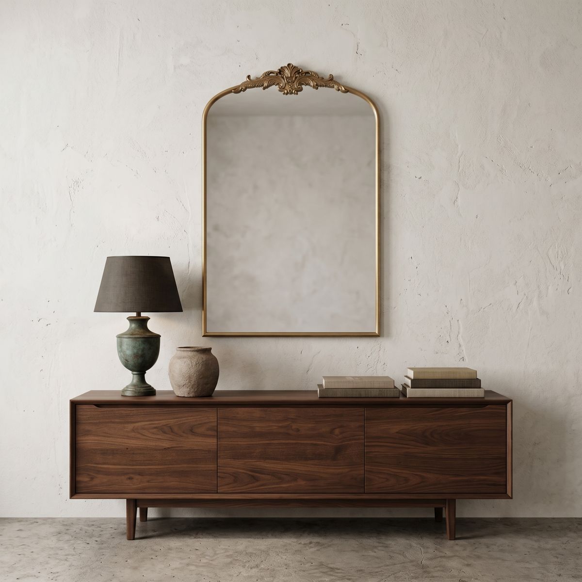 French Arched Mirror in Antique Gold — view 4