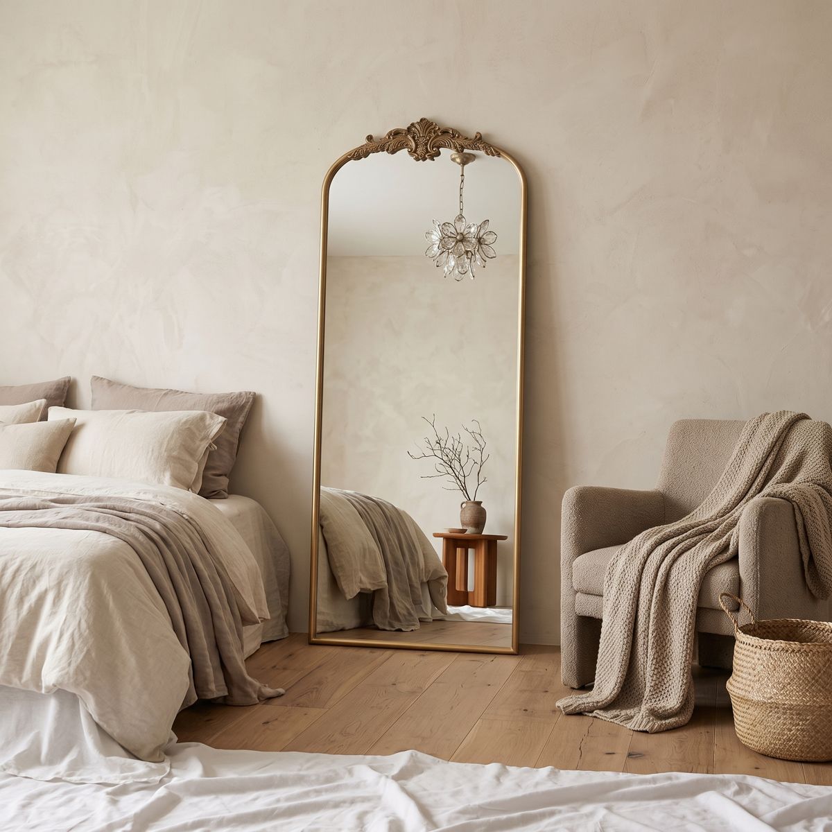 56 x 23.5 Arched Antique Gold Full Length Mirror — view 3