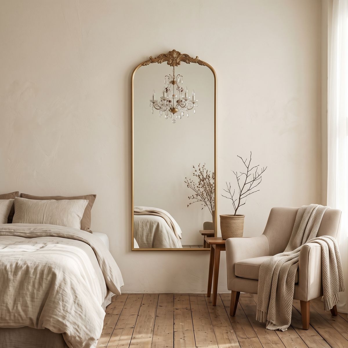 56 x 23.5 Arched Antique Gold Full Length Mirror — view 4