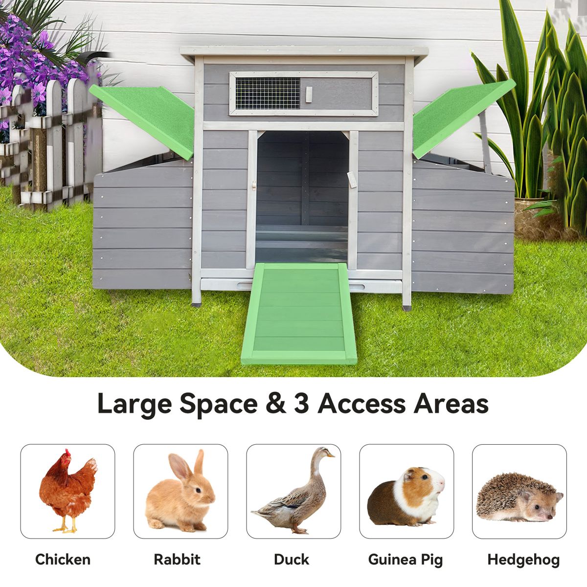 Wooden Chicken Coop with Run and Nesting Box — view 4