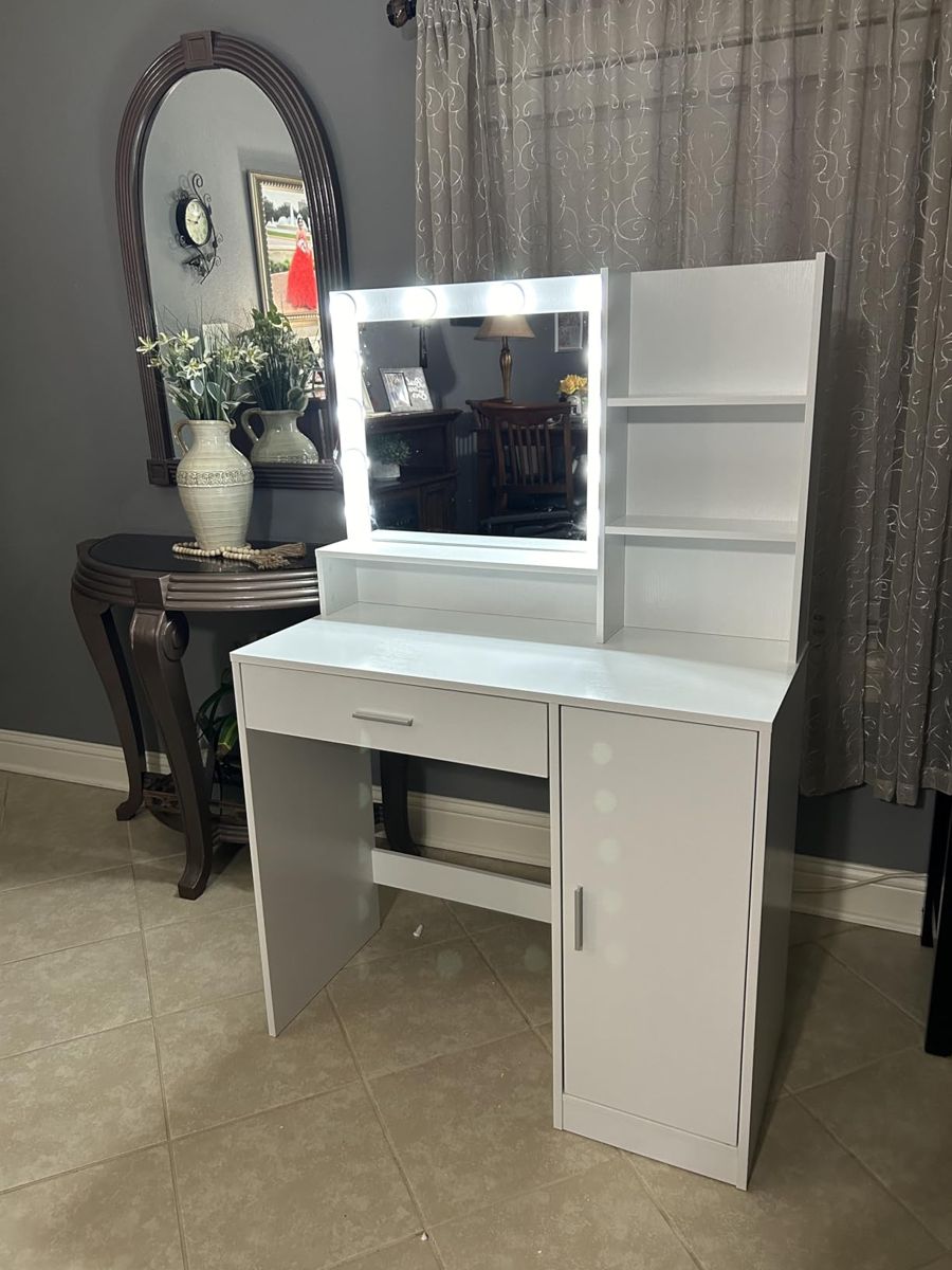 Lighted Vanity Desk with Three-Level Storage — view 4