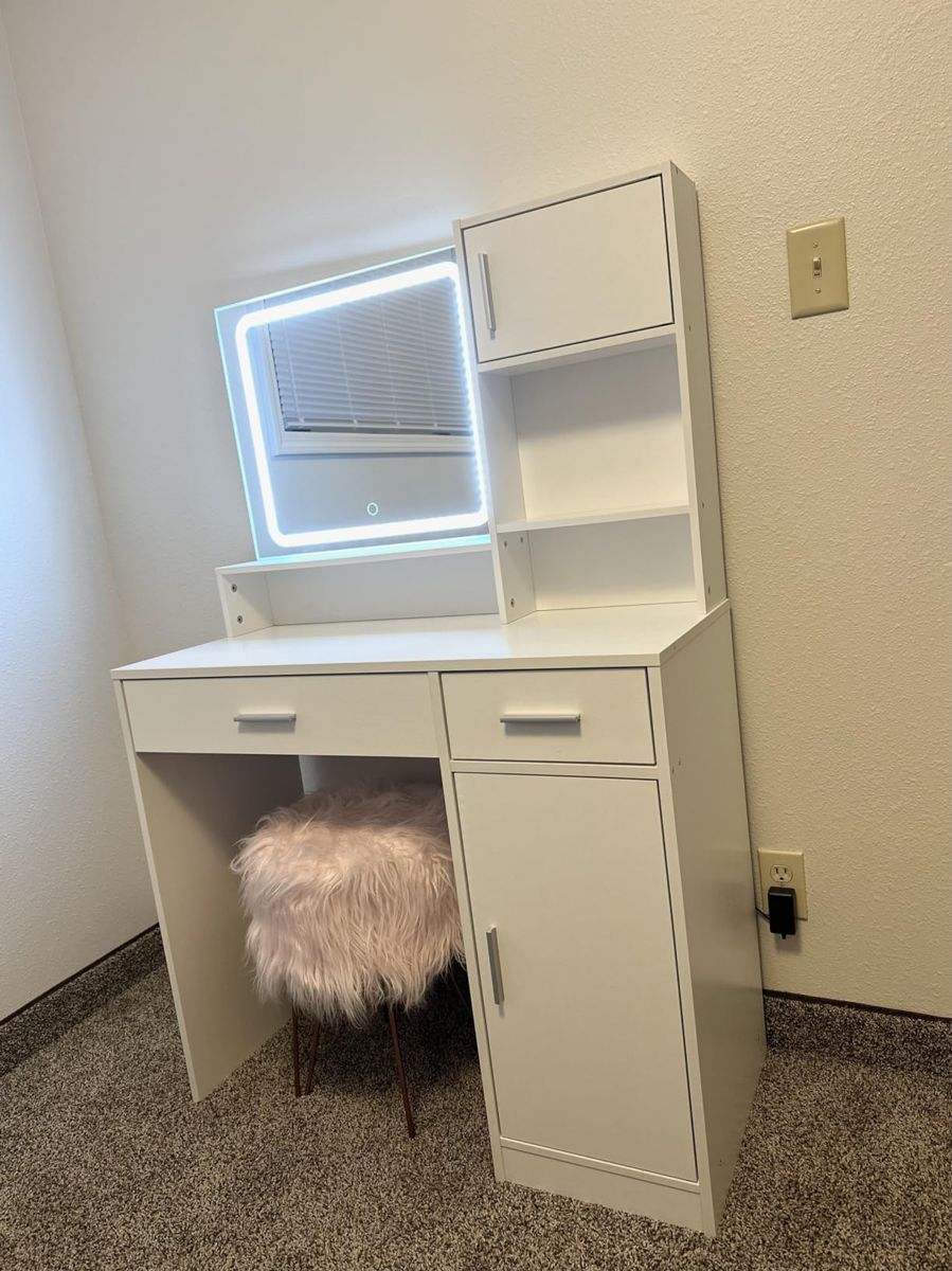 LED Light Strip Mirror Vanity with Large Drawer — view 2