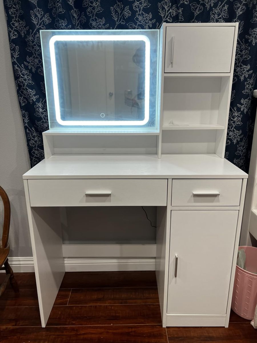 LED Light Strip Mirror Vanity with Large Drawer — view 3