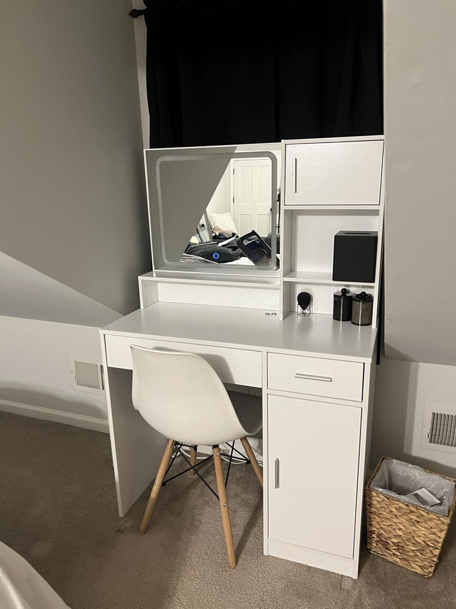 LED Light Strip Mirror Vanity with Large Drawer — view 4