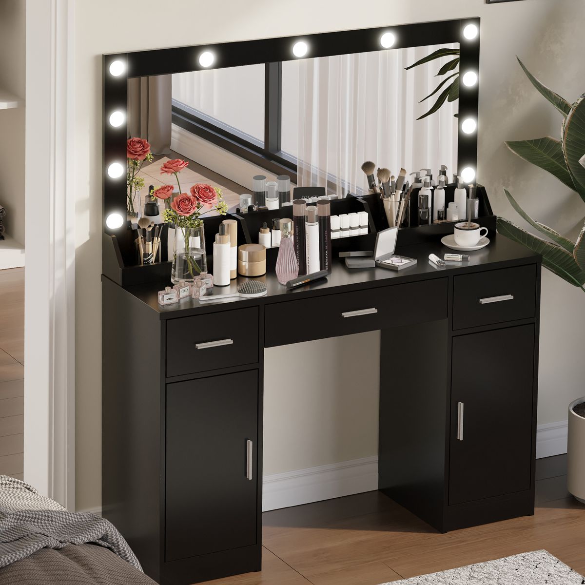 47-Inch Vanity Desk with Lighted Mirror — view 2