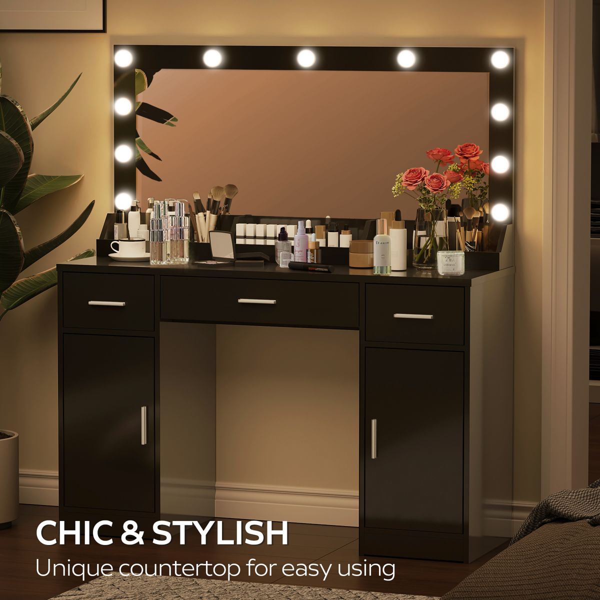 47-Inch Vanity Desk with Lighted Mirror — view 3