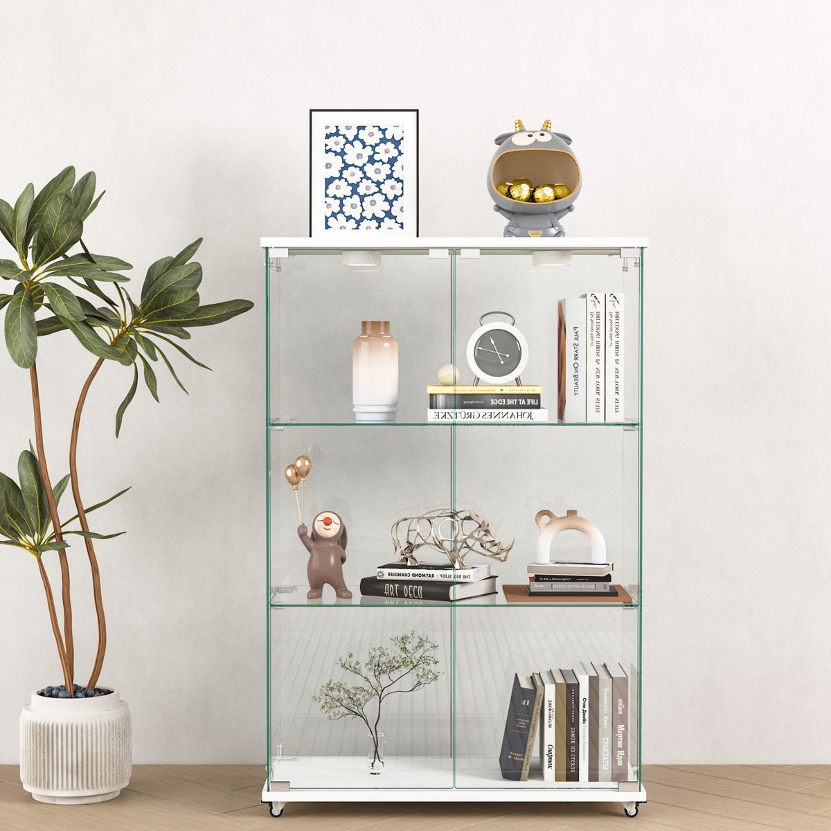 LED Glass Display Cabinet on Casters