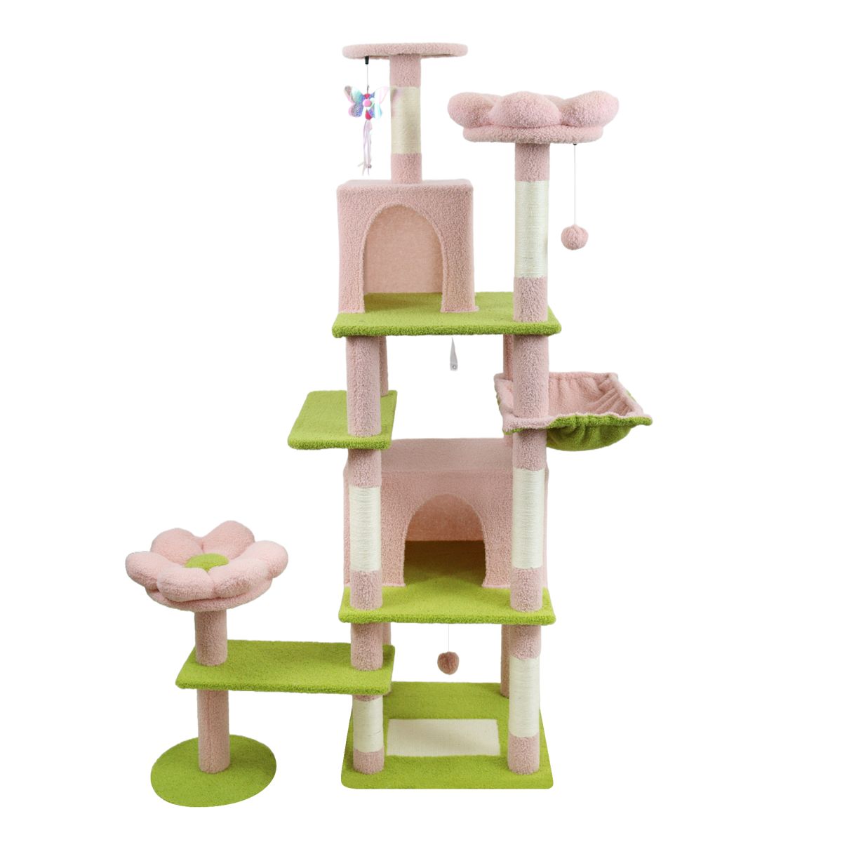 71-Inch Flower Cat Tree with Hammock
