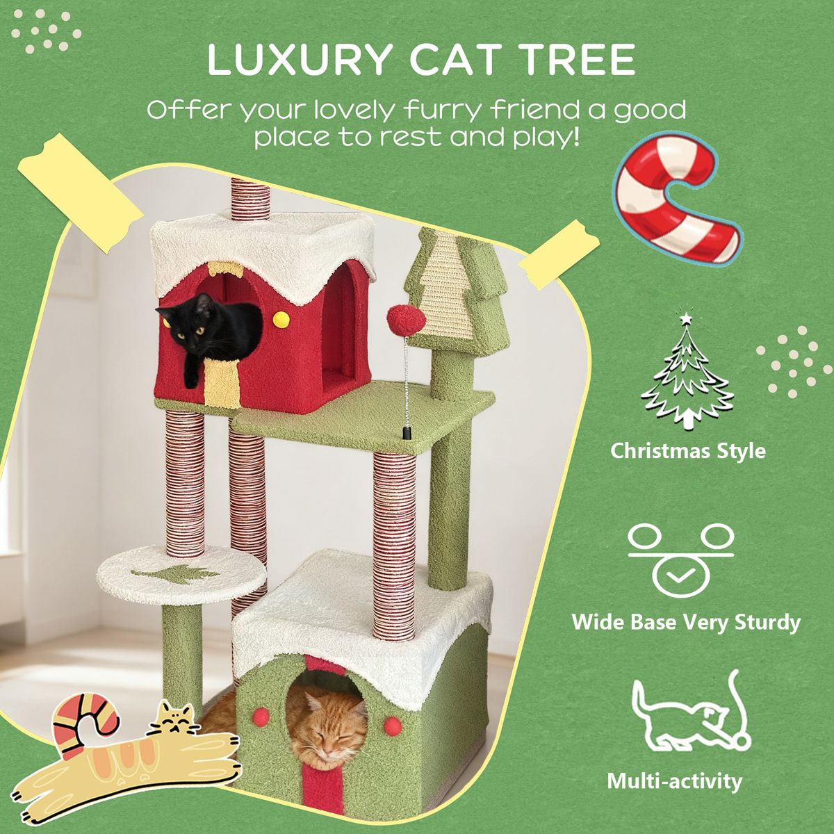 54-Inch Christmas Cat Tree — view 4