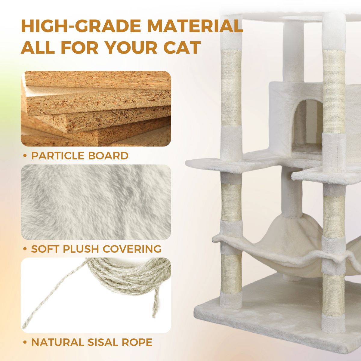 78-Inch Cat Tree with Large Condo and Hammock — view 3
