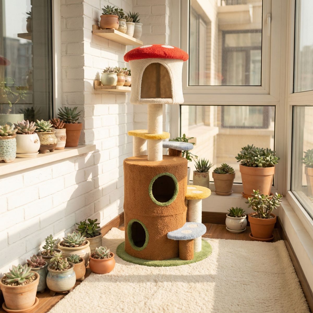 Mushroom Cat Tree with Trunk Hideouts — view 4
