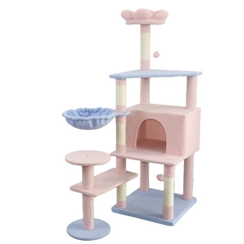 56-Inch Flower Cat Tree with Hammock