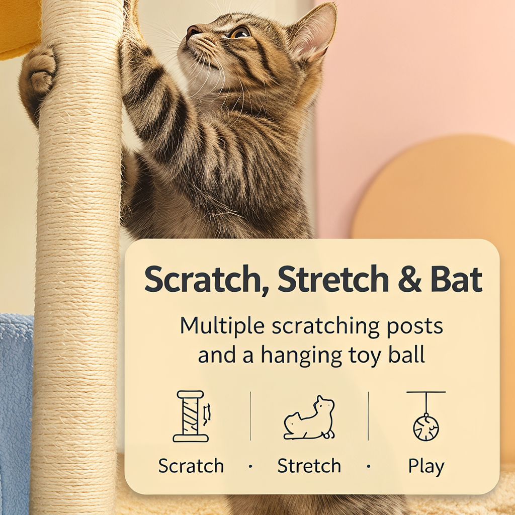 53.5-Inch Rainbow Cat Tree with Twin Condos — view 4