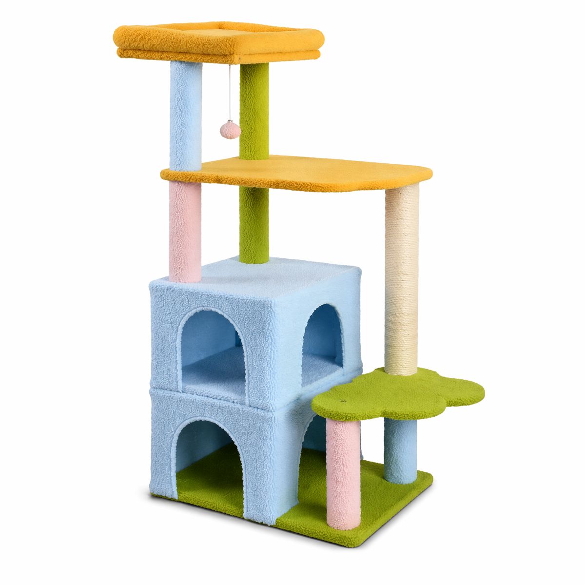 53.5-Inch Rainbow Cat Tree with Twin Condos