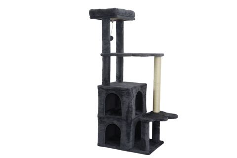 53.5-Inch Dark Gray Cat Tree with Twin Condos — view 1