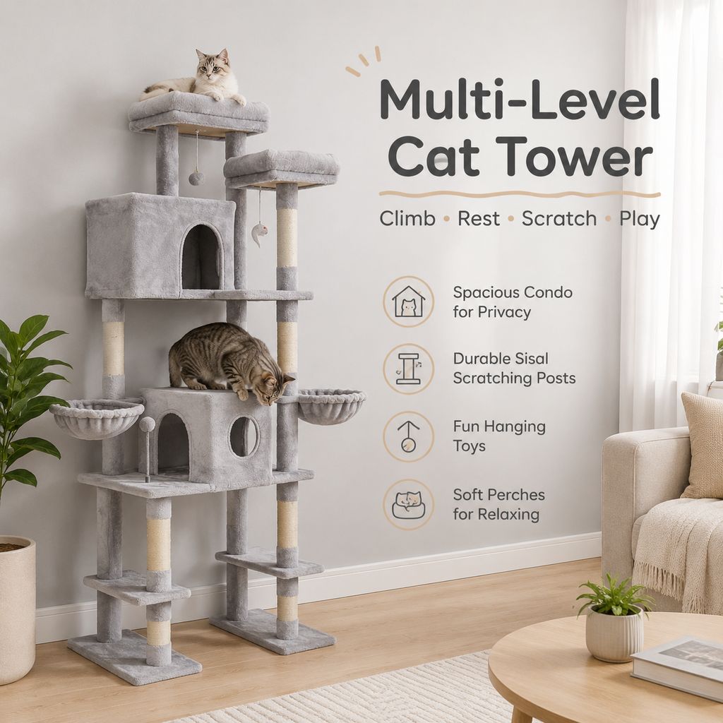 78.7-Inch Multi-Cat Tree with Split Base — view 2