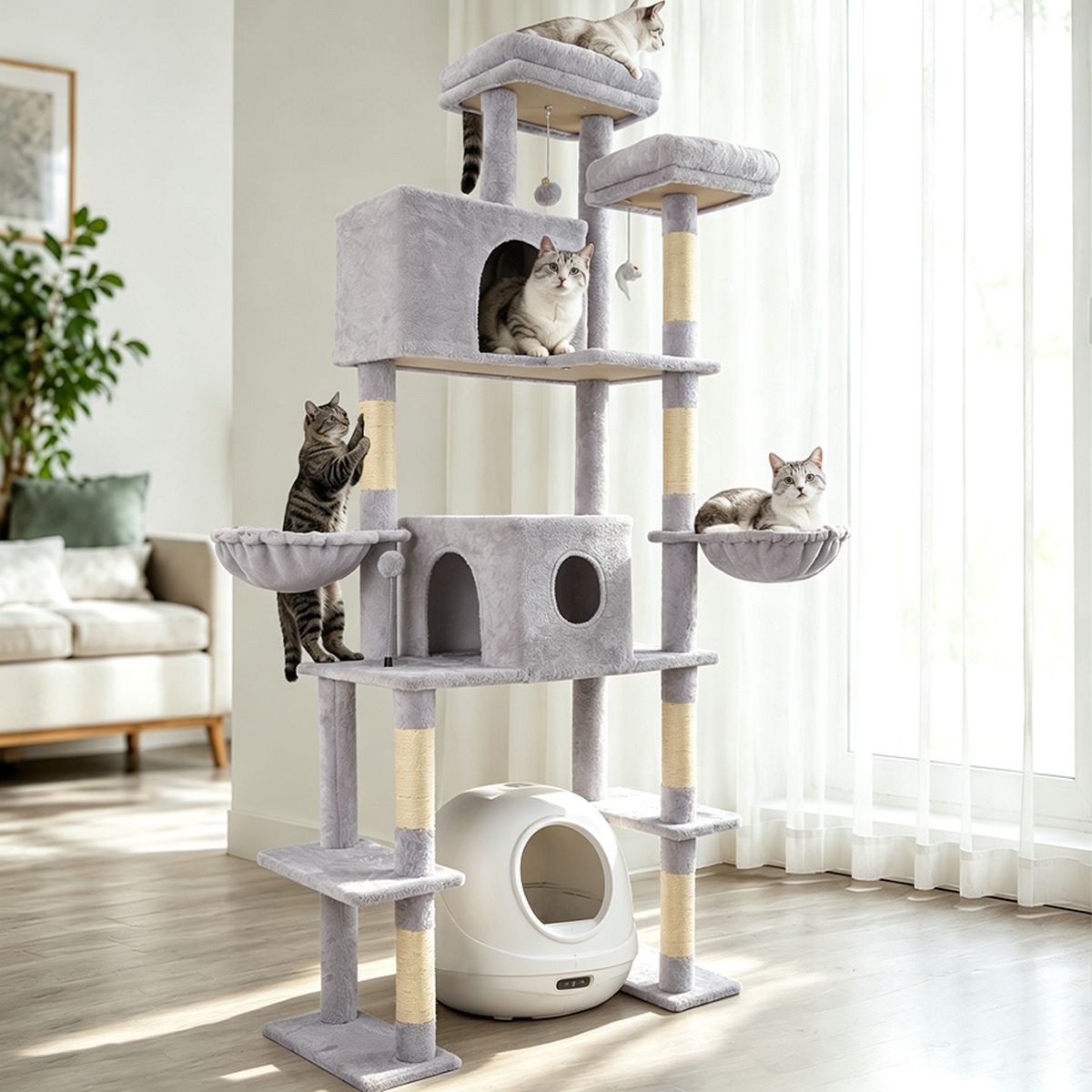 78.7-Inch Multi-Cat Tree with Split Base