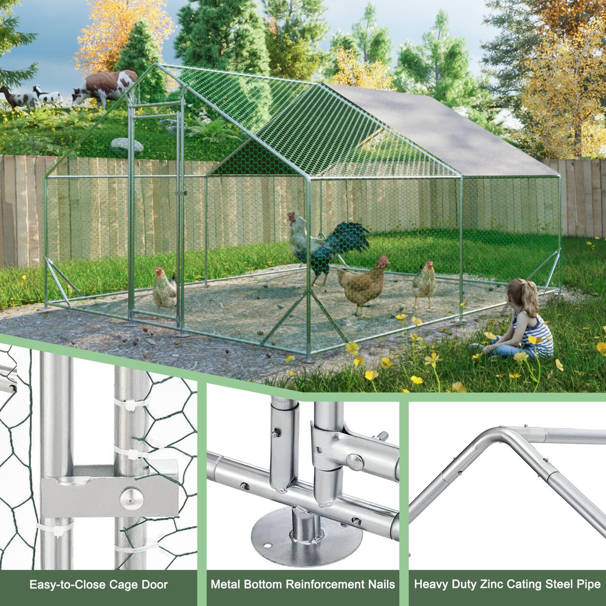 10 x 13 Ft Walk-In Metal Chicken Run — view 3