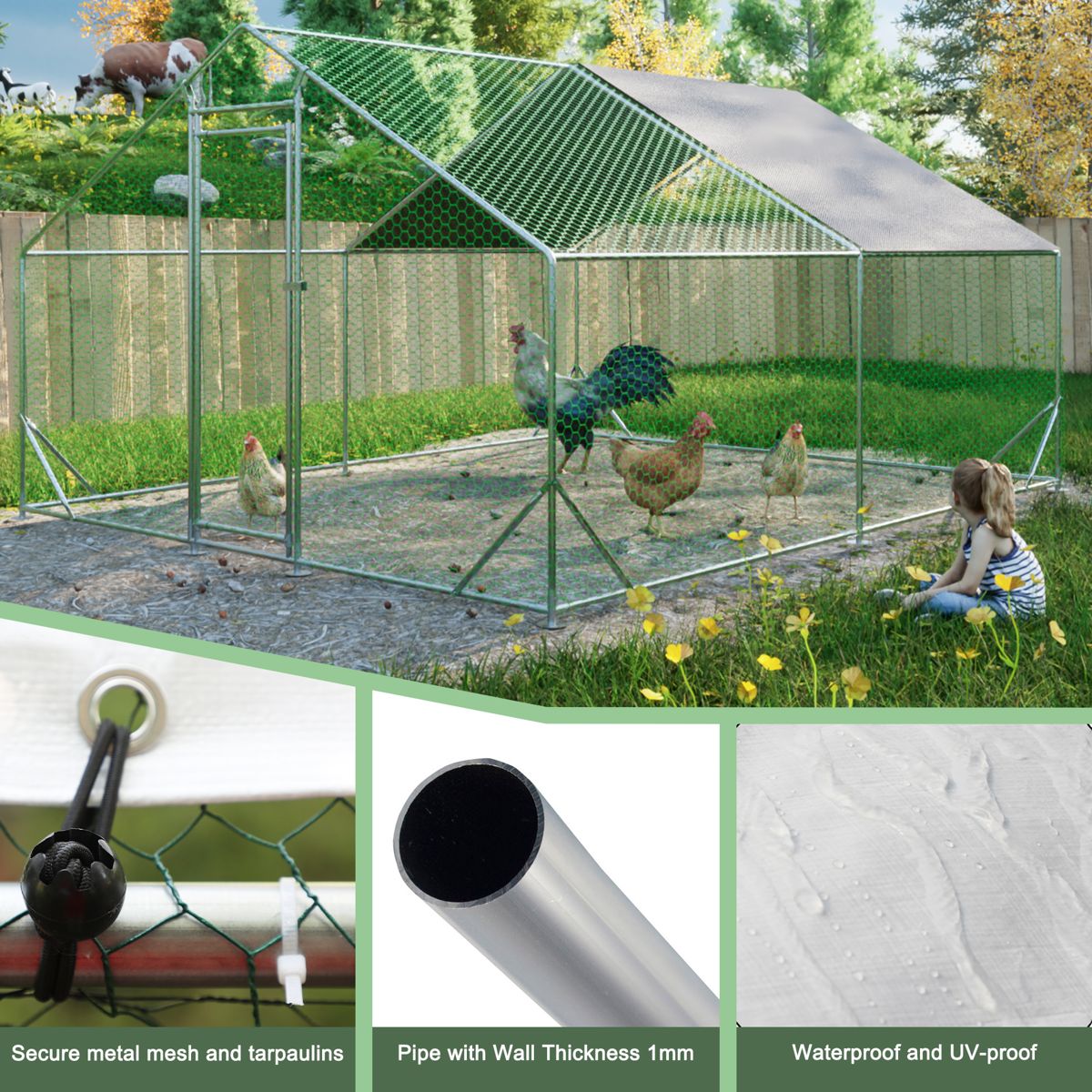 10 x 13 Ft Walk-In Metal Chicken Run — view 4