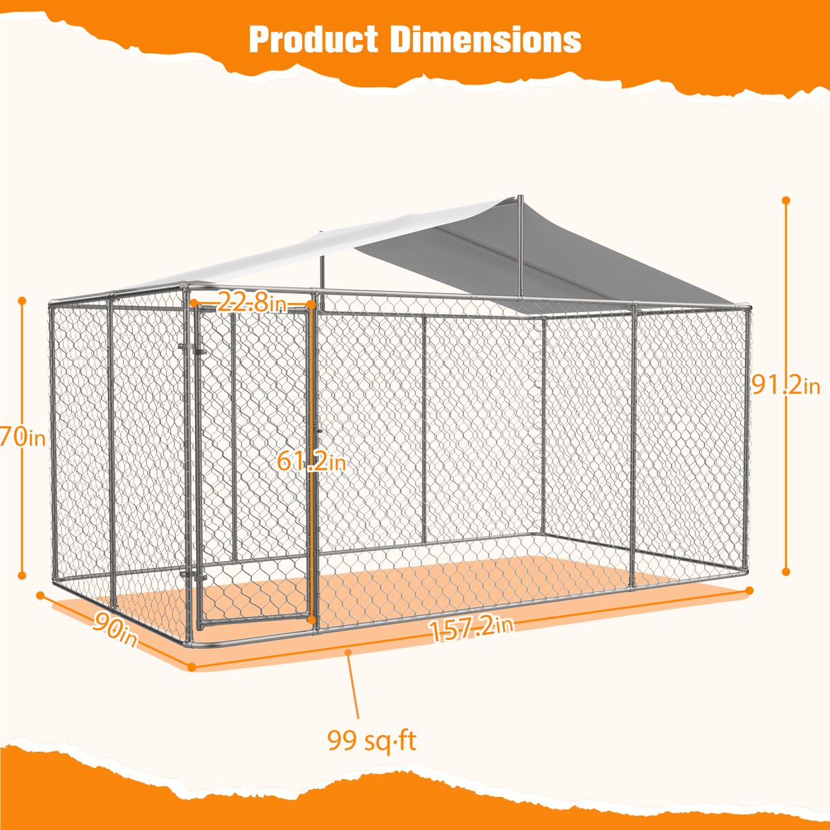 13.1 x 7.5 Ft Chain Link Dog Kennel with Cover — view 2