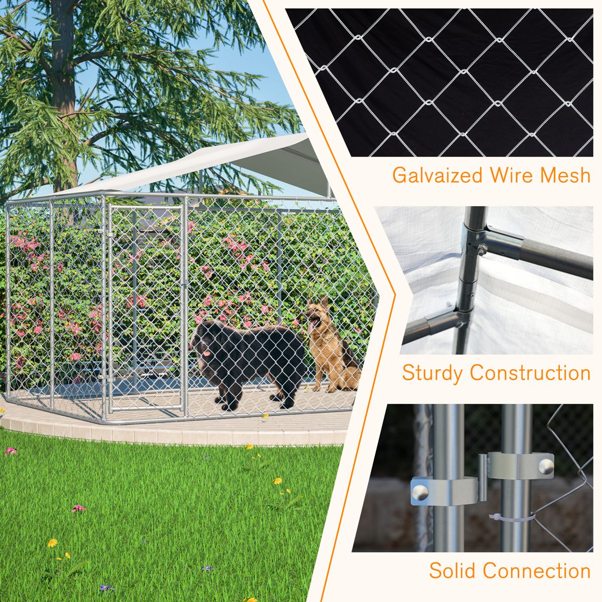 13.1 x 7.5 Ft Chain Link Dog Kennel with Cover — view 3