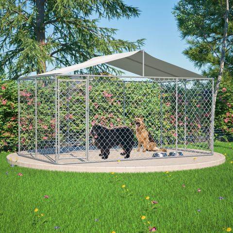 13.1 x 7.5 Ft Chain Link Dog Kennel with Cover