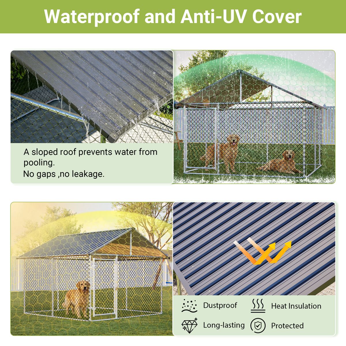 7.5 x 7.5 Ft Dog Kennel with Metal Roof — view 4