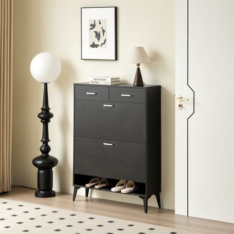 Shoe Cabinet with 2 Flip Drawers and 2 Drawers