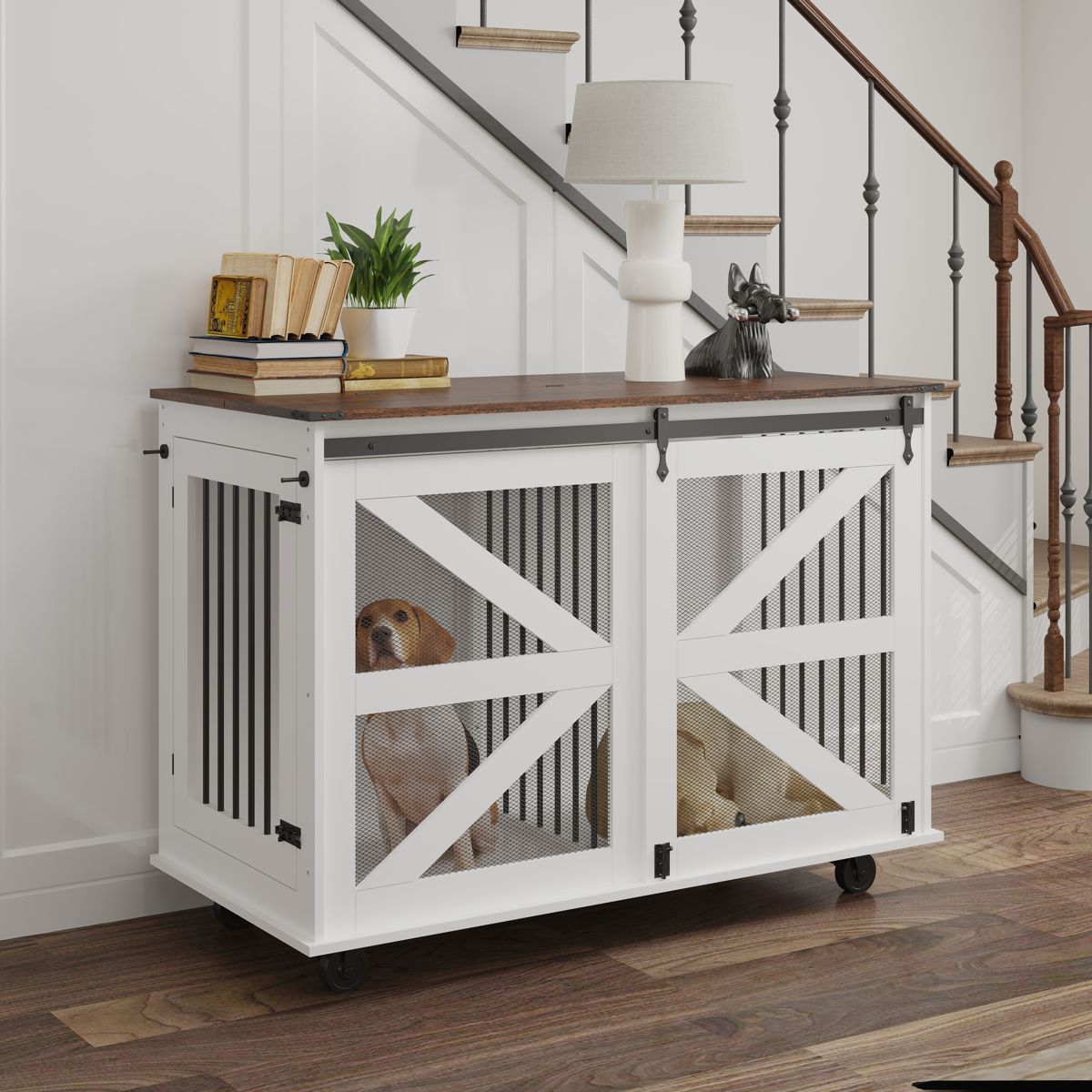 47-Inch Rolling Dog Crate with Flip-Top Lid — view 2