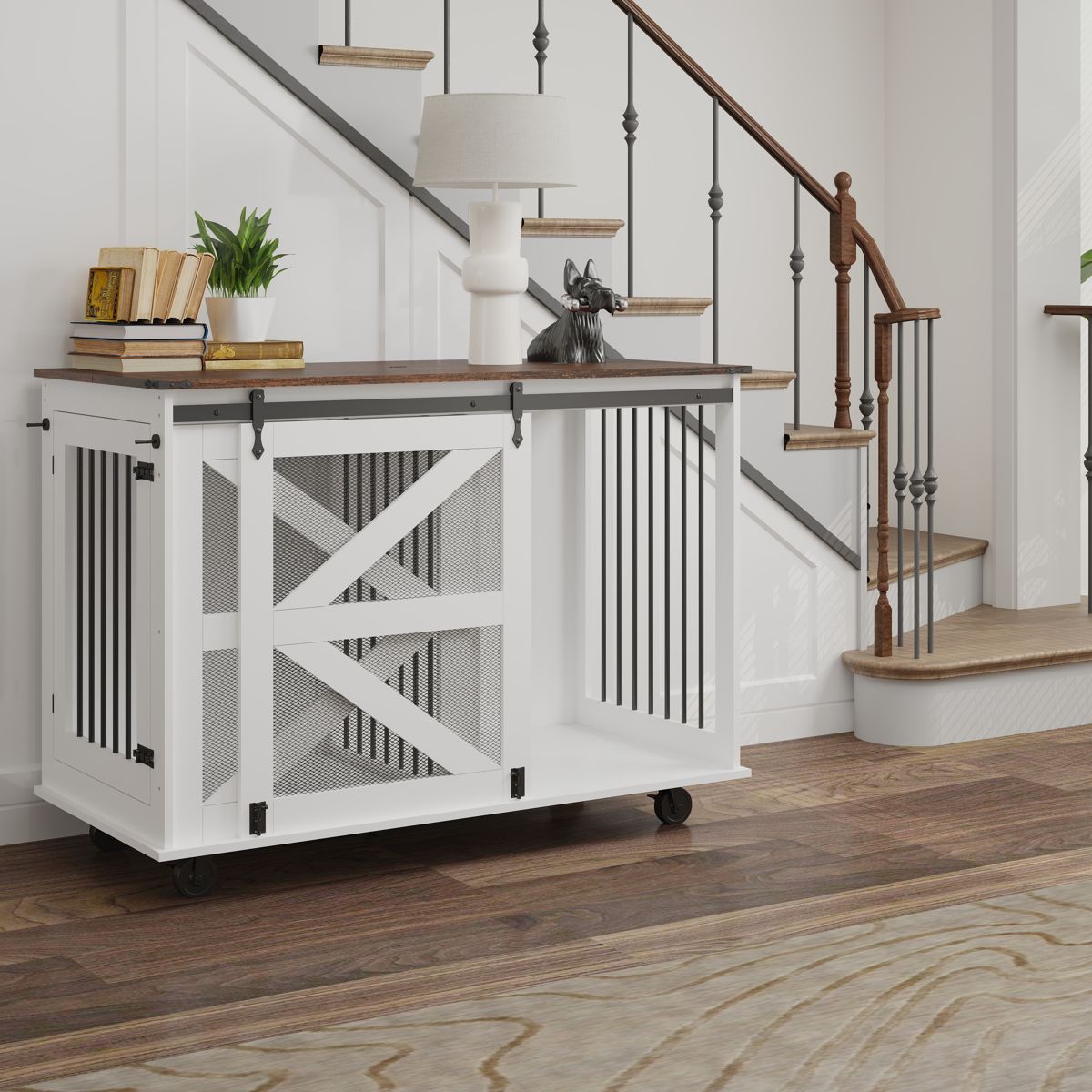 47-Inch Rolling Dog Crate with Flip-Top Lid — view 3