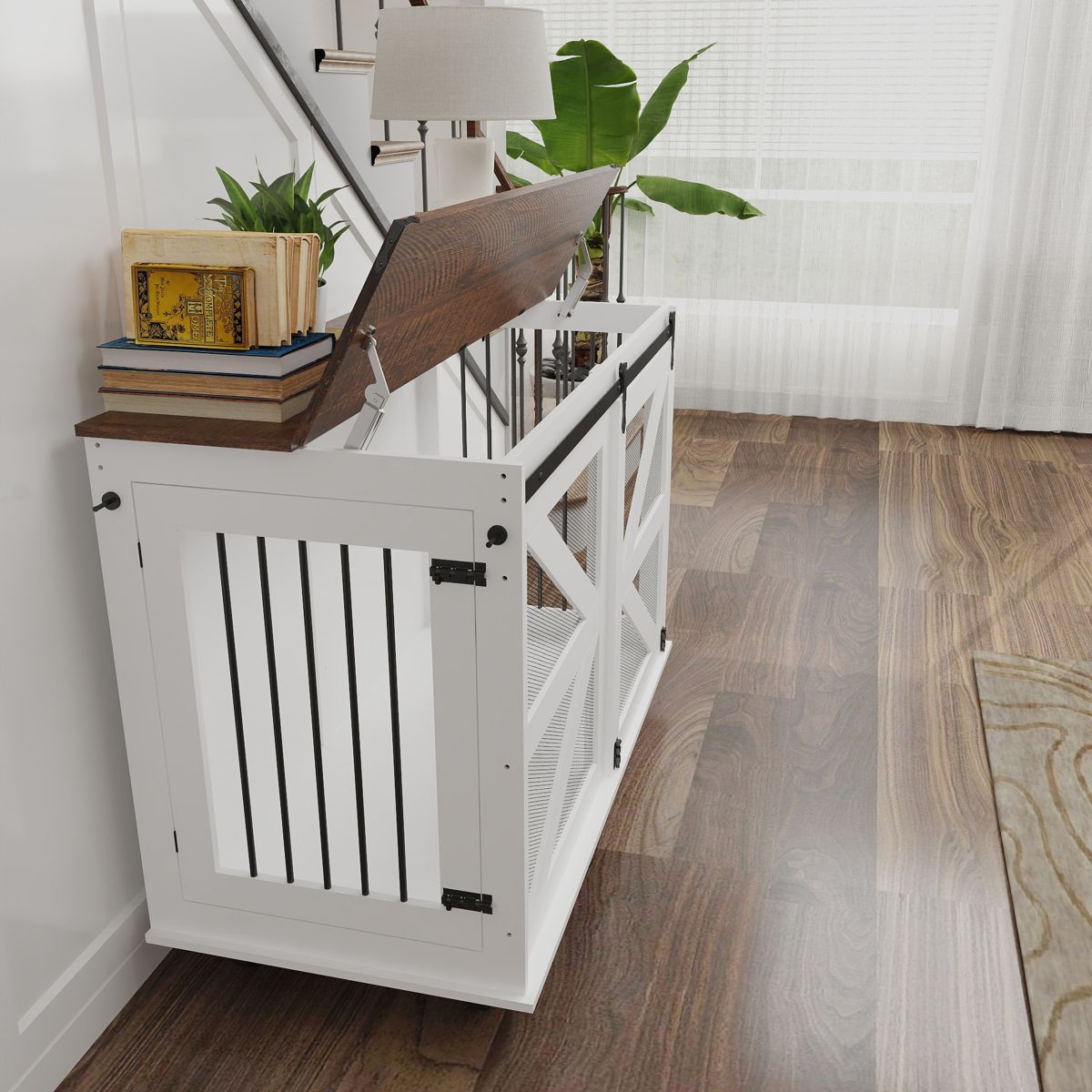 47-Inch Rolling Dog Crate with Flip-Top Lid — view 4