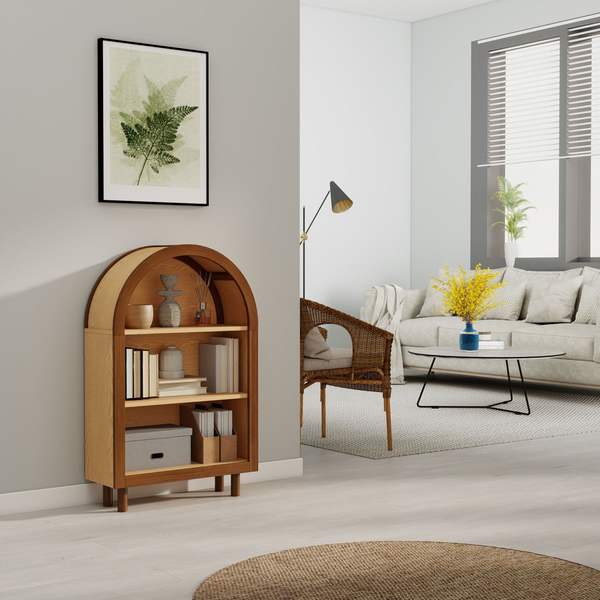 Small Arched Bookcase with 3 Shelves — view 4