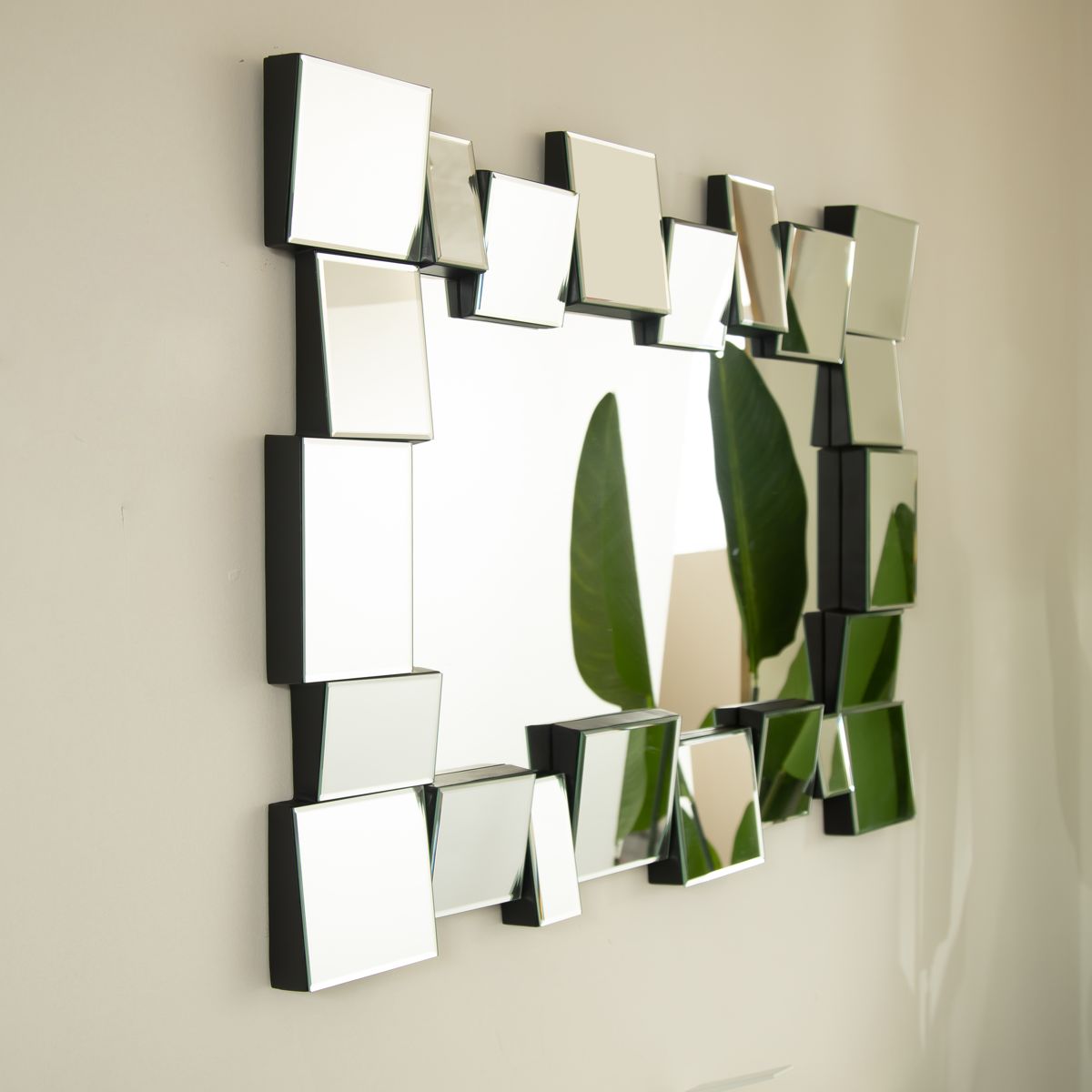 Geometric Square-Spliced Wall Mirror — view 2