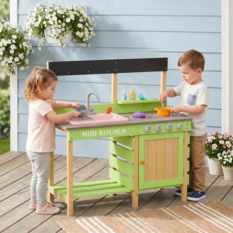Solid Wood Mud Kitchen with Water Play