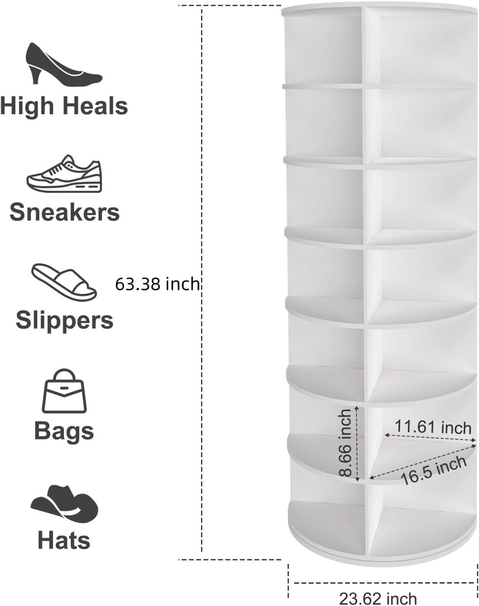 7-Tier Rotating Shoe Rack Tower — view 3