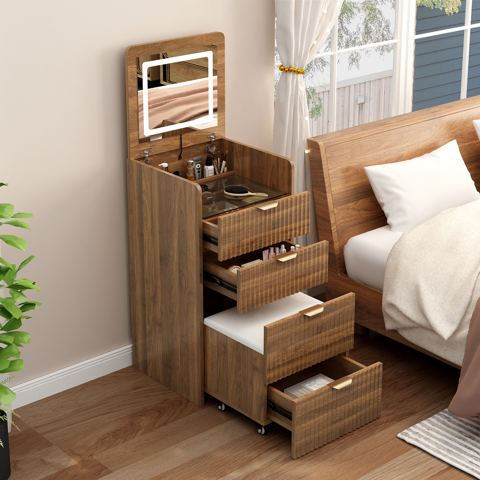 Compact 3-in-1 Vanity with Lighted Flip Mirror