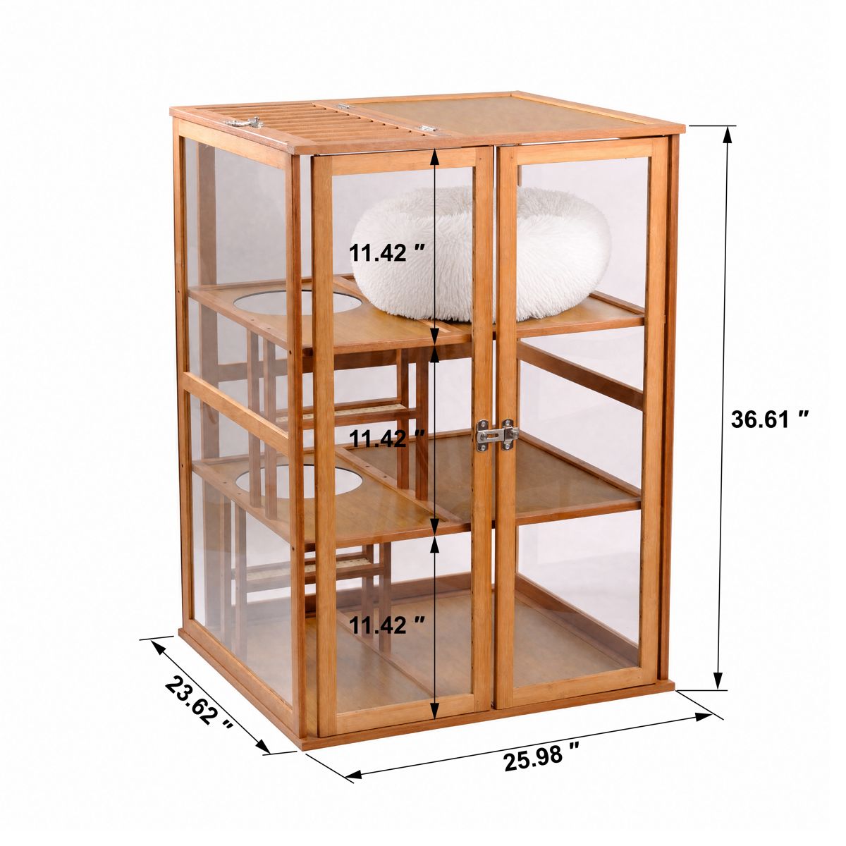 Bamboo Indoor Cat Enclosure with Clear Panels — view 2