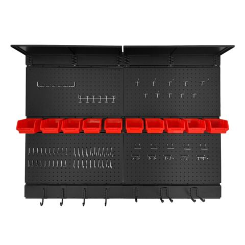 48 x 36-Inch Metal Pegboard with Hooks and Bins