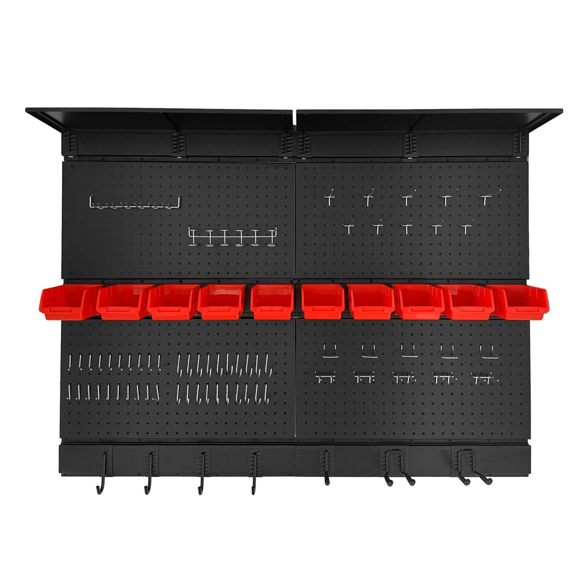 48 x 36-Inch Metal Pegboard with Hooks and Bins