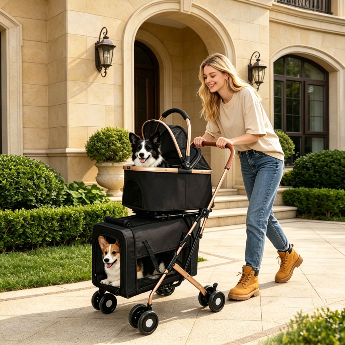 Two-Level Pet Stroller with Detachable Baskets — view 2