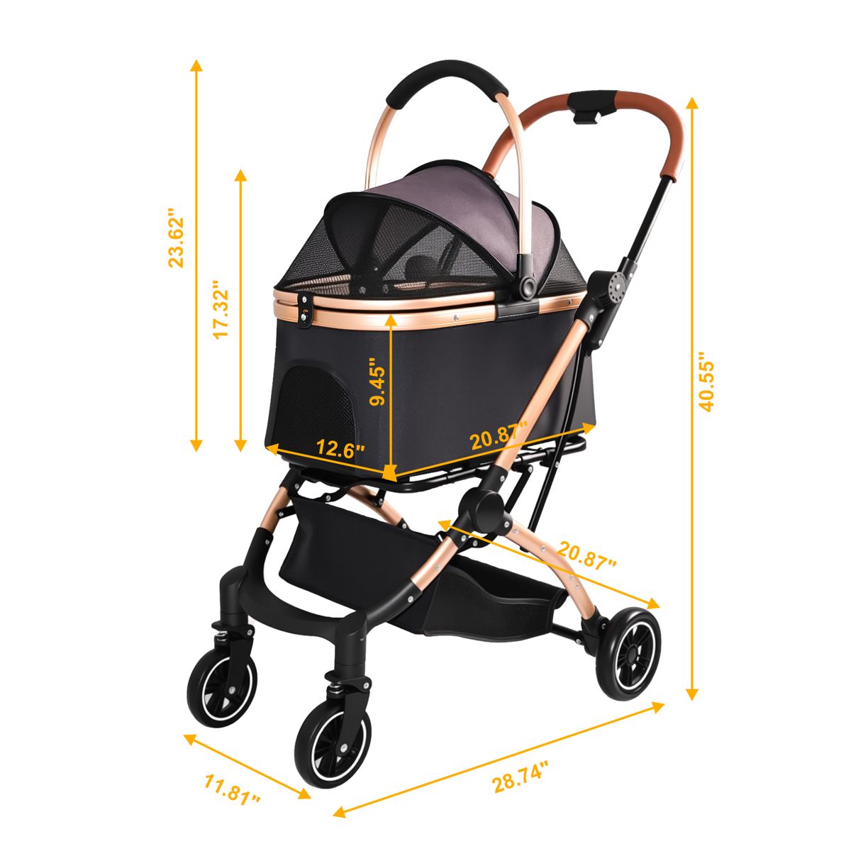 2-in-1 Pet Stroller with Detachable Carry Basket — view 3