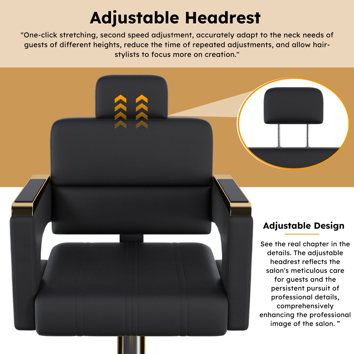 Reclining Barber Chair with Gold Round Base — view 4