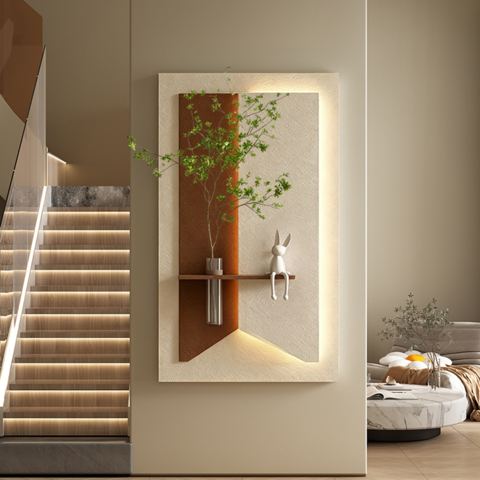 LED Sandstone Wall Sculpture with Vase & Plants