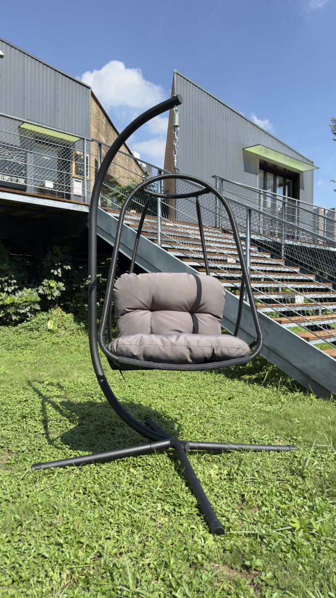 Hanging Egg Chair with Stand and Cup Holder — view 2